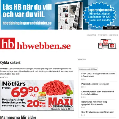 http://HBwebben.se startsida 2017