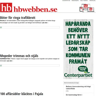 http://HBwebben.se startsida 2018
