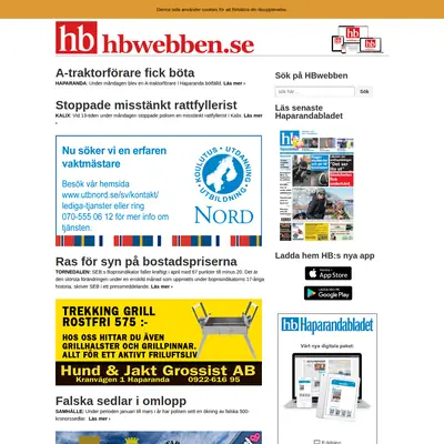 http://HBwebben.se startsida 2020