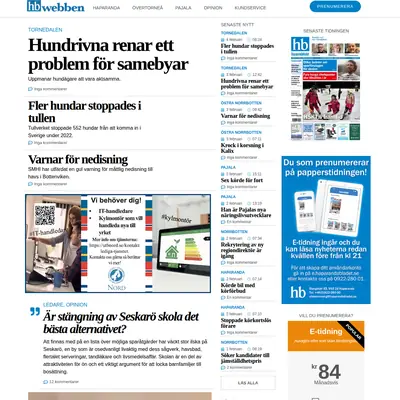 http://HBwebben.se startsida 2023