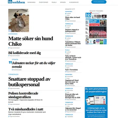 http://HBwebben.se startsida 2026