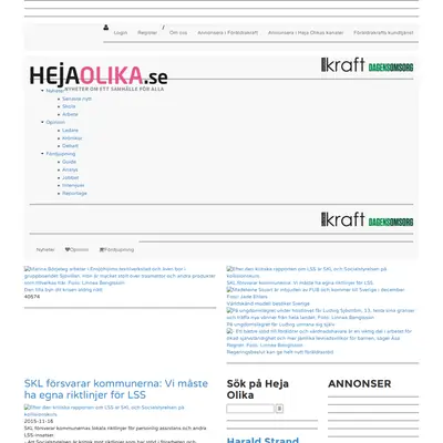 HejaOlika.se startsida 2015