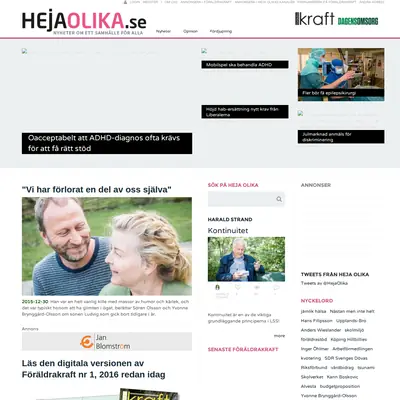 HejaOlika.se startsida 2016