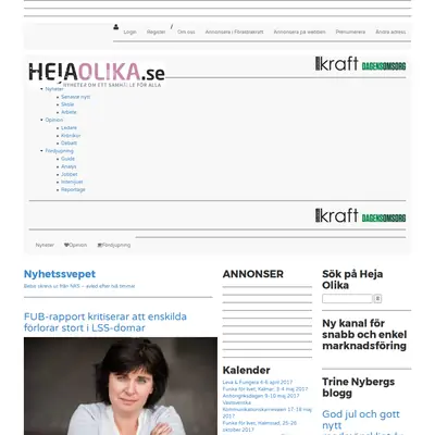 HejaOlika.se startsida 2017