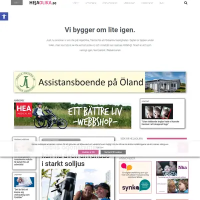 HejaOlika.se startsida 2020