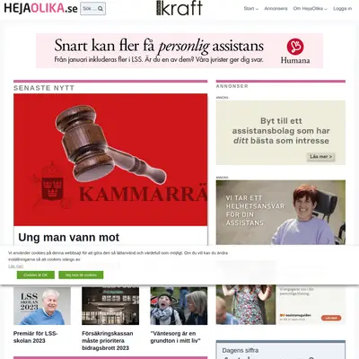 HejaOlika.se startsida 2023