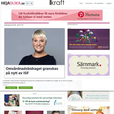 HejaOlika.se startsida 2024