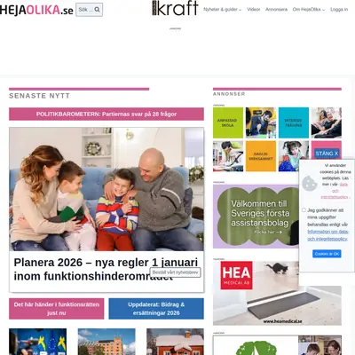 HejaOlika.se startsida 2026