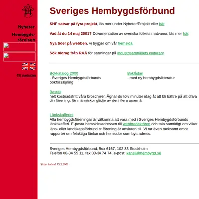 Hembygdsjournalen startsida 2001