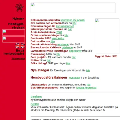 Hembygdsjournalen startsida 2002