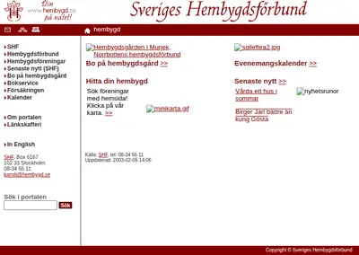 Hembygdsjournalen startsida 2003