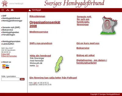 Hembygdsjournalen startsida 2008