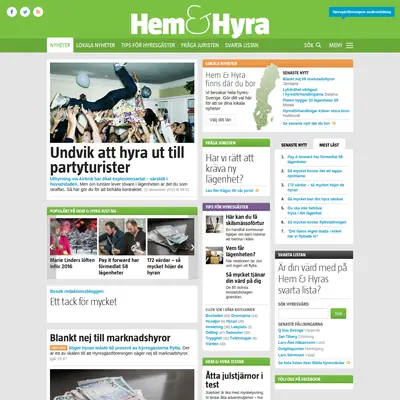 Hem & Hyra startsida 2016