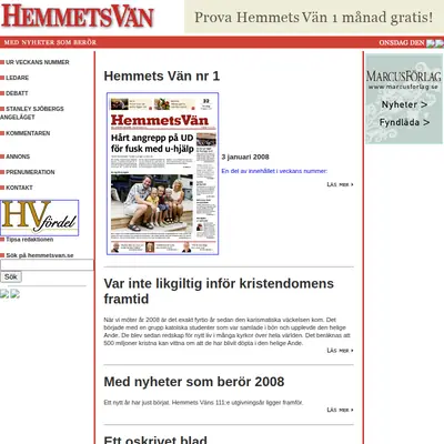 Hemmets Vän startsida 2008