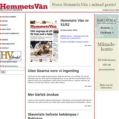 Hemmets Vän startsida 2011