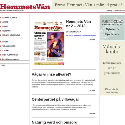 Hemmets Vän startsida 2013