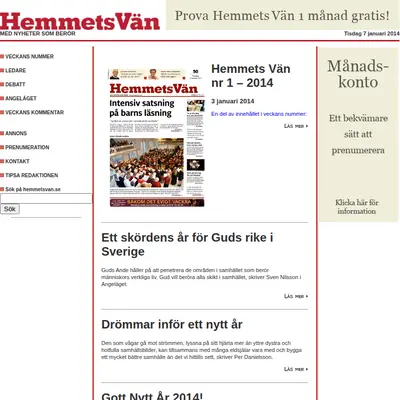 Hemmets Vän startsida 2014