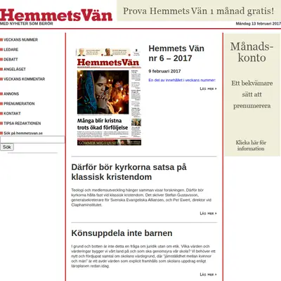 Hemmets Vän startsida 2017