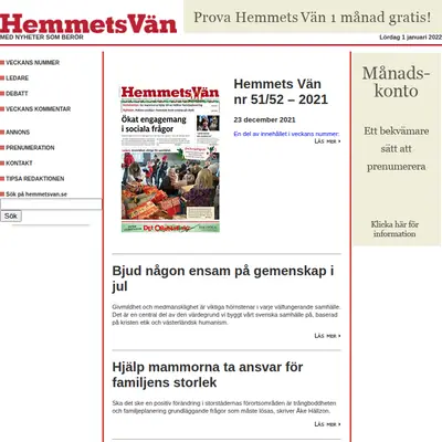 Hemmets Vän startsida 2022