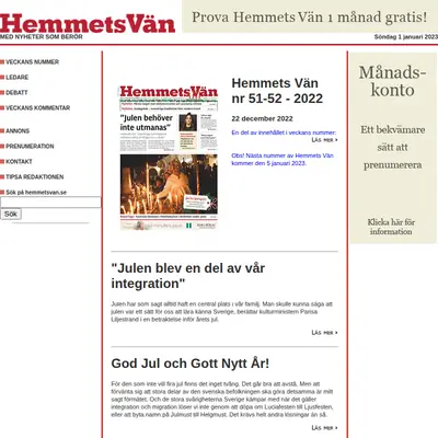 Hemmets Vän startsida 2023