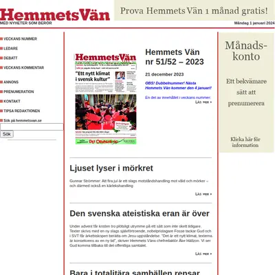 Hemmets Vän startsida 2024