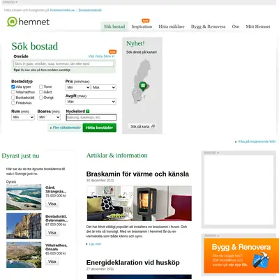 hemnet.se startsida 2012