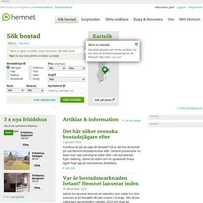 hemnet.se startsida 2013
