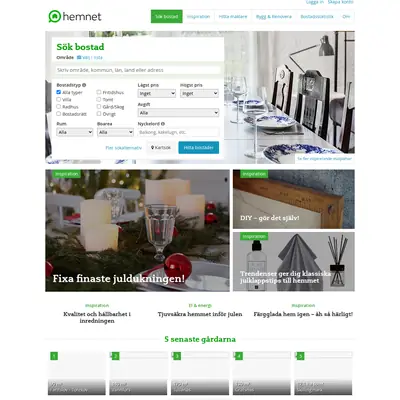 hemnet.se startsida 2016