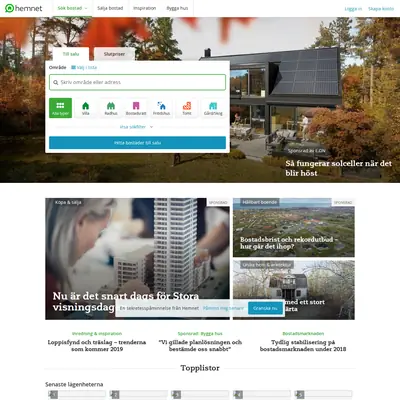 hemnet.se startsida 2019