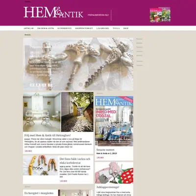 Hem och Antik, http://www.hemochantik.se startsida 2013
