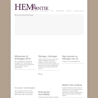 Hem och Antik, http://www.hemochantik.se startsida 2015