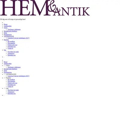 Hem och Antik, http://www.hemochantik.se startsida 2018