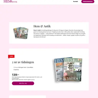 Hem och Antik, http://www.hemochantik.se startsida 2026