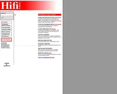 hifi-musik.se startsida 2007