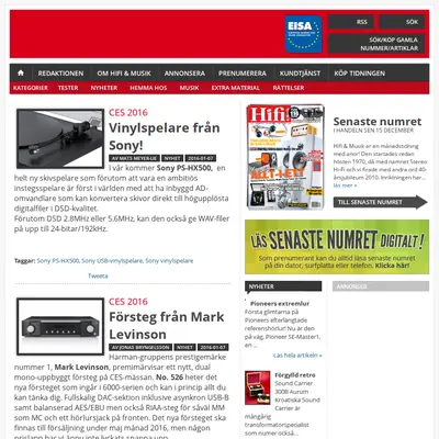 hifi-musik.se startsida 2016