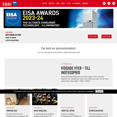 hifi-musik.se startsida 2024