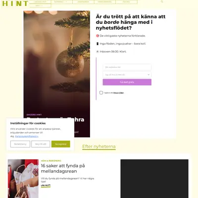 Hint, hinthint.se startsida 2026