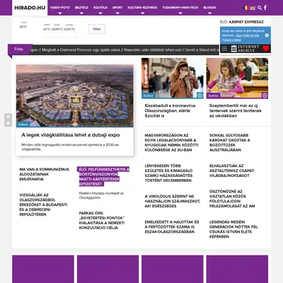 Hiradó startsida 2020