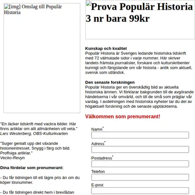 HISTORIA NU startsida 2000
