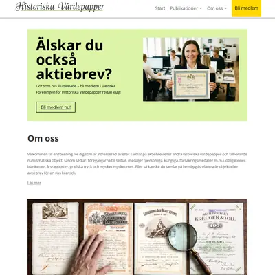Historiska Värdepapper startsida 2026