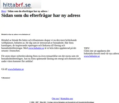 www.hittabrf.se startsida 2008