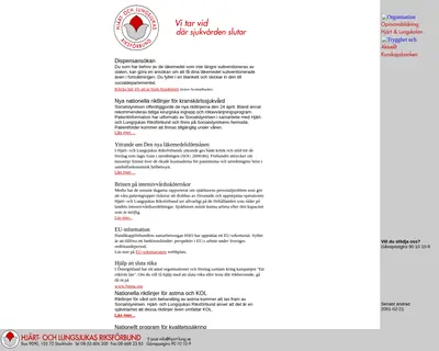 www.hjart-lung.se startsida 2000