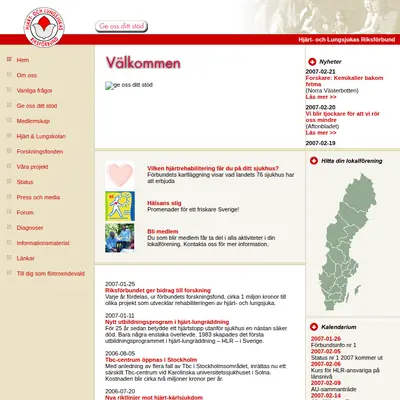 www.hjart-lung.se startsida 2007