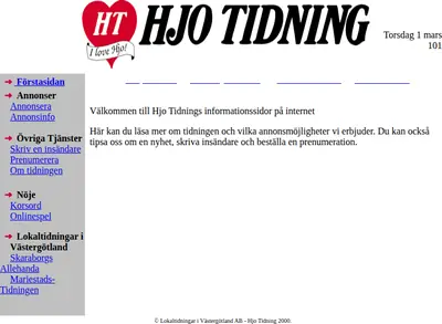 www.hjotidning.se startsida 2001