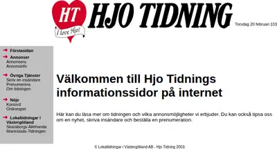 www.hjotidning.se startsida 2003