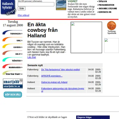 FALKENBERGS TIDNING MED FALKENBERGS-POSTEN startsida 2000