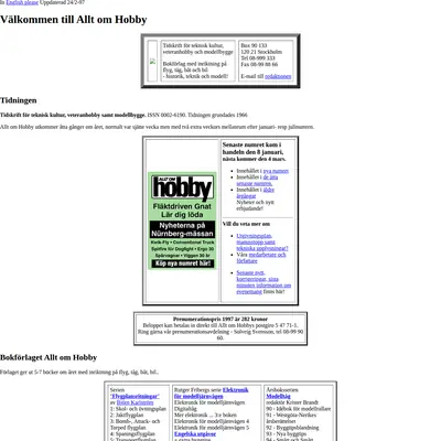 Allt om Hobby startsida 1997