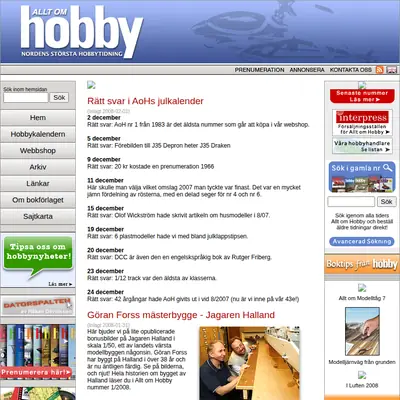 Allt om Hobby startsida 2008