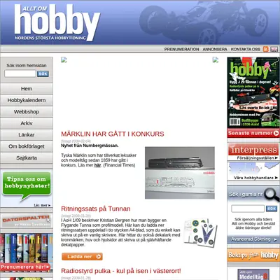 Allt om Hobby startsida 2009