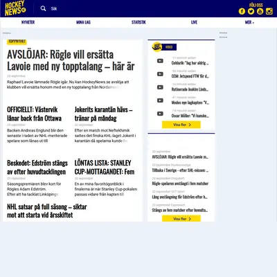 hockeynews.se startsida 2020